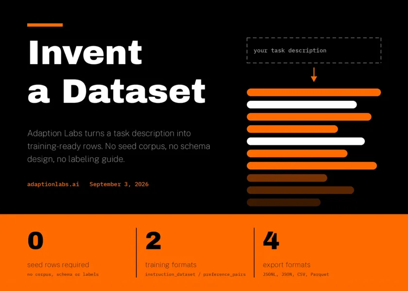 Adaption Labs unveils 'Invent a Dataset': behavior-first data generation powers AutoScientist pipeline