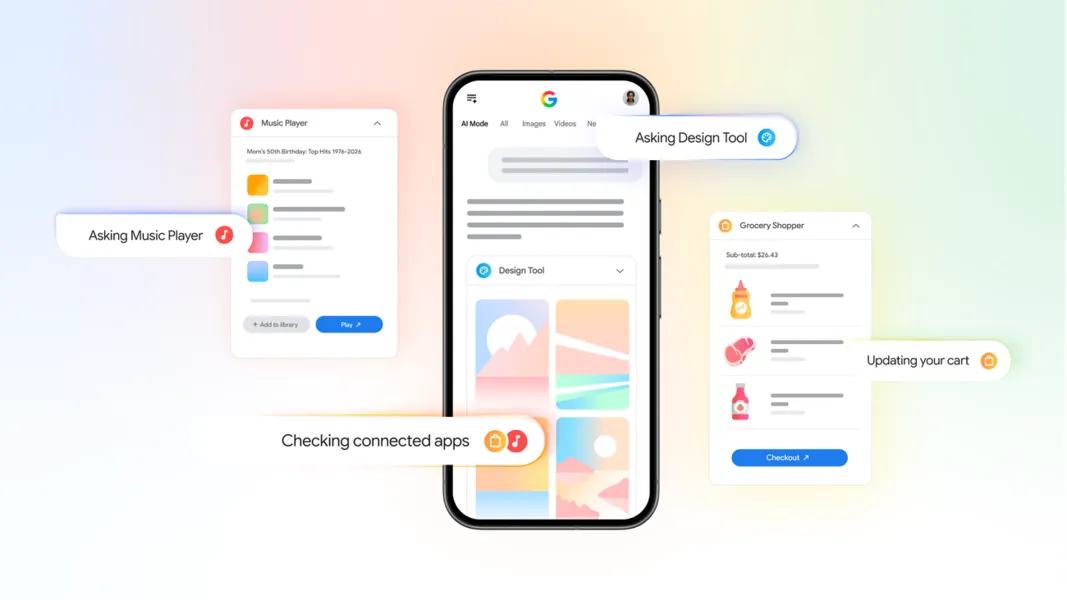 Google Search connected apps: enabling in-search task completion with Instacart, Canva, and YouTube Music