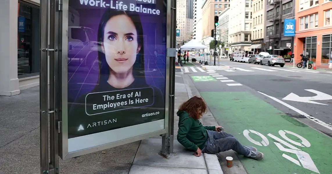 Humans Alarmed at AI Company's "Stop Hiring Humans" Billboards