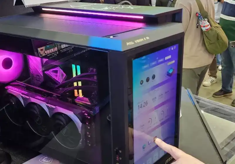MSI showcases desktop PC with a 1080p screen on the front, possibly featuring Arrow Lake and Blackwell chips