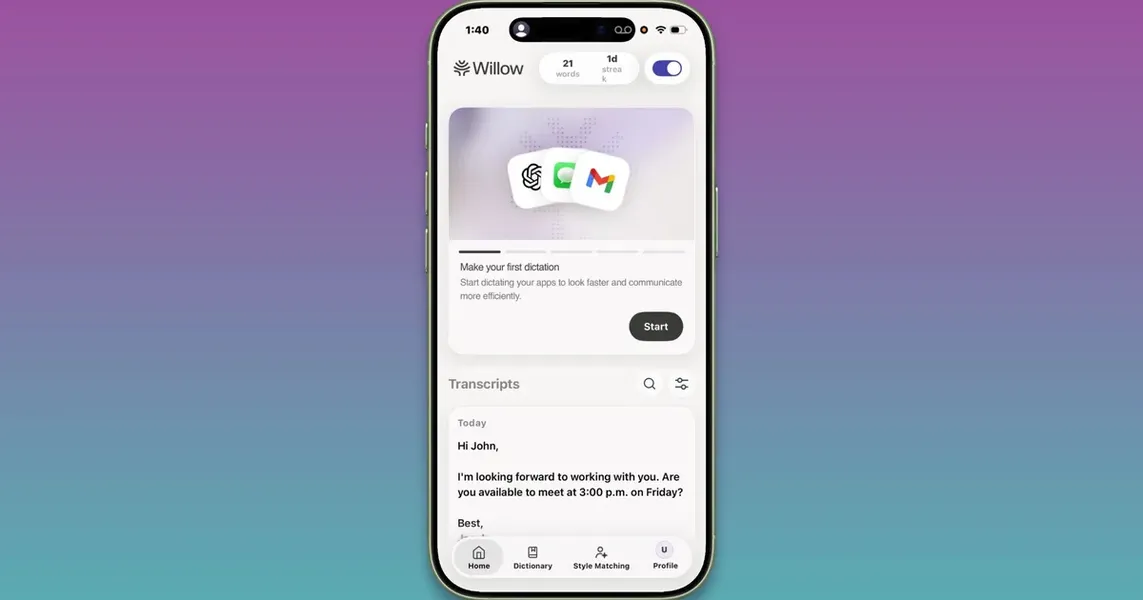 Willow makes unlimited AI dictation free on iPhone, shifting the competitive landscape for mobile dictation tools