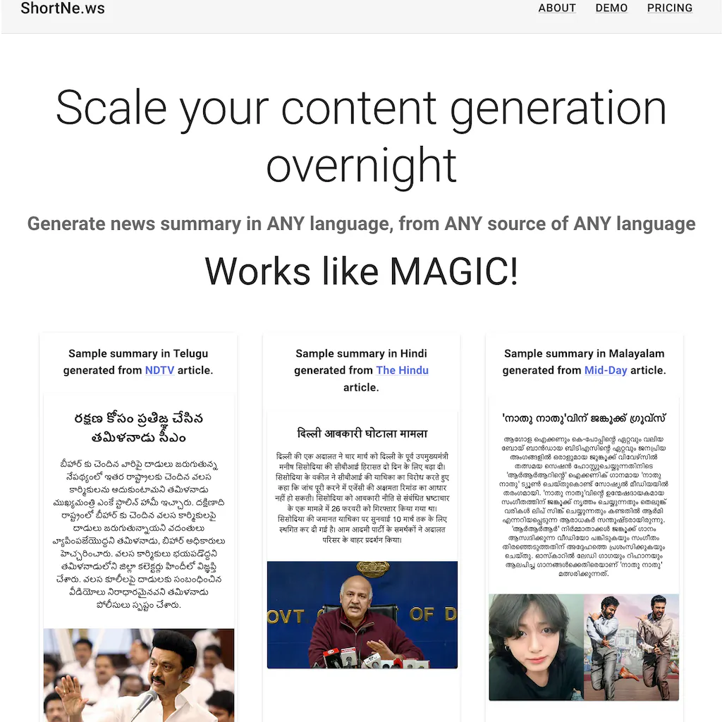 ShortNe.ws - Summarize any link