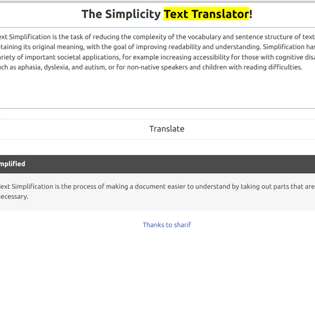 The Simplicity Text Translator