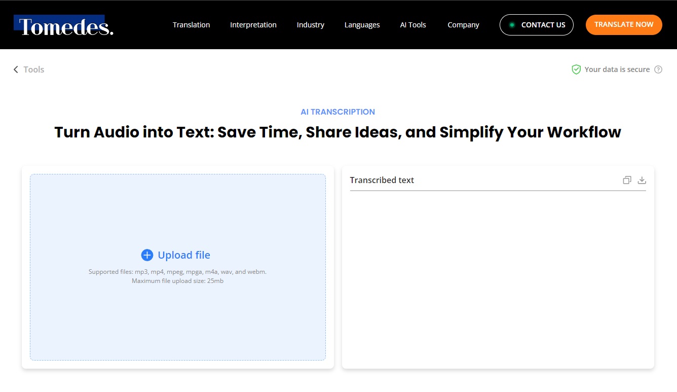 Tomedes AI Transcription