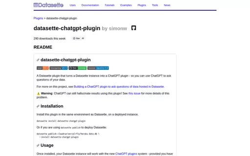 Datasette ChatGPT plugin