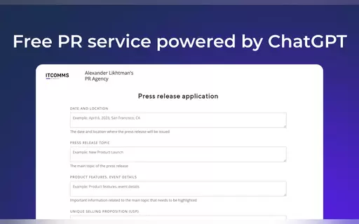 Free PR service powered by ChatGPT