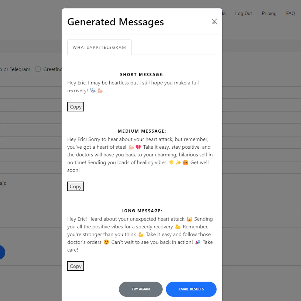What Words Occasion message writer